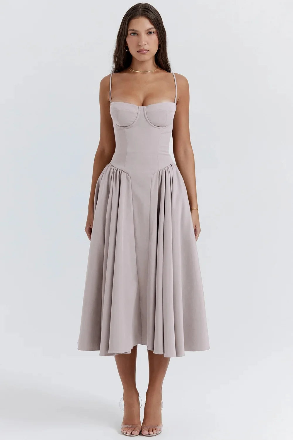 Aerin | Women's Elegant Bustier A Line Midi dress