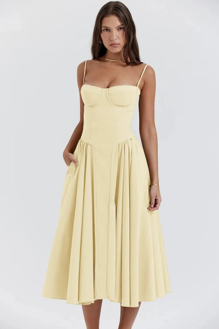 Aerin | Women's Elegant Bustier A Line Midi dress