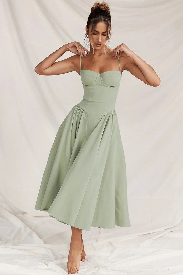 Aerin | Women's Elegant Bustier A Line Midi dress