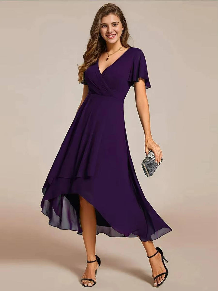 Alora | Women’s Asymmetrical Wedding Guest Midi Dress