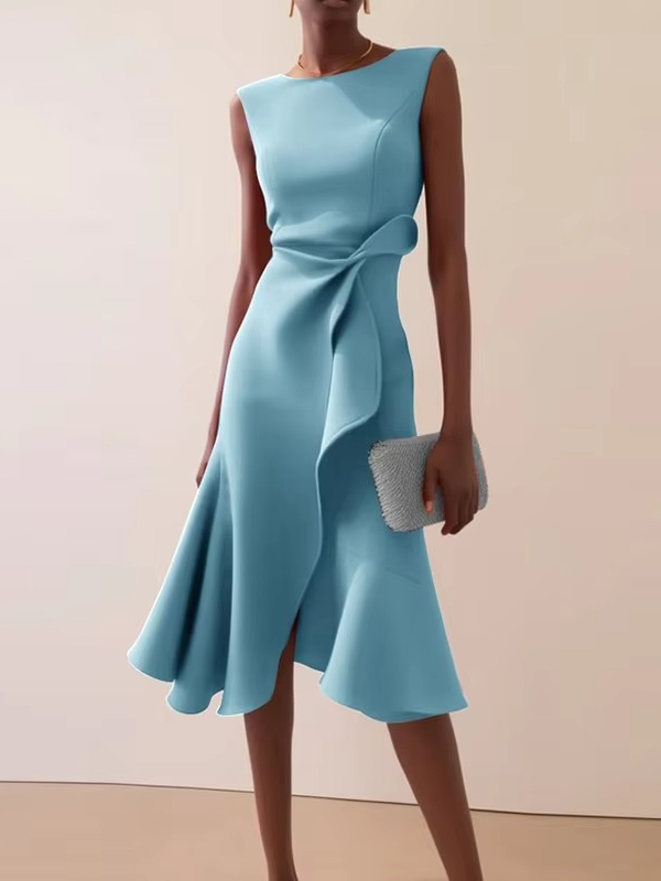 Haven | Women’s Sleeveless Draped Midi Evening Dress