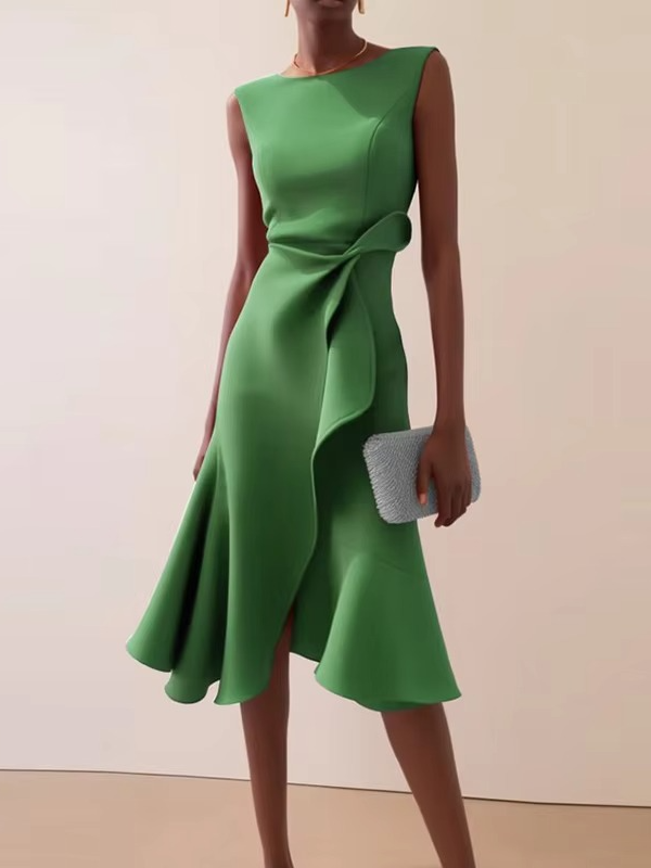 Haven | Women’s Sleeveless Draped Midi Evening Dress