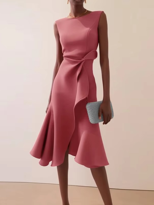 Haven | Women’s Sleeveless Draped Midi Evening Dress