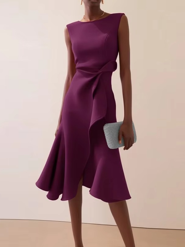 Haven | Women’s Sleeveless Draped Midi Evening Dress