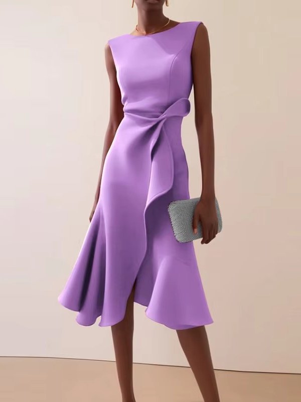 Haven | Women’s Sleeveless Draped Midi Evening Dress