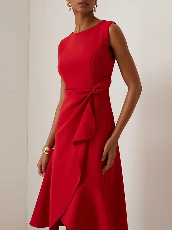 Haven | Women’s Sleeveless Draped Midi Evening Dress