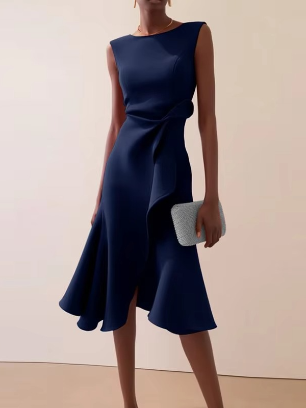 Haven | Women’s Sleeveless Draped Midi Evening Dress