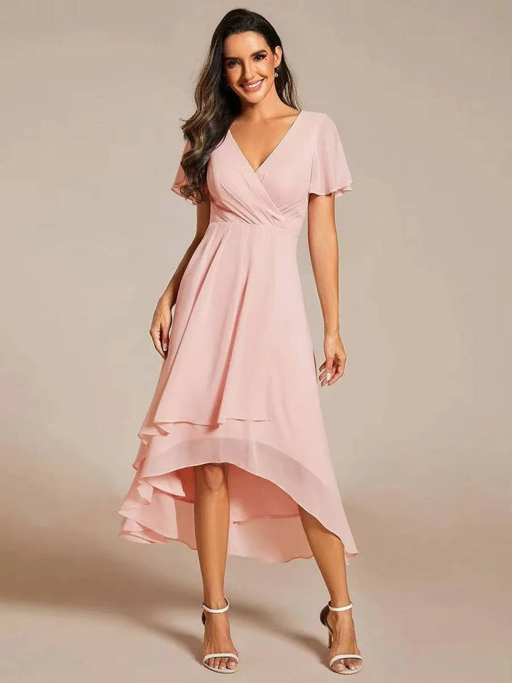 Alora | Women’s Asymmetrical Wedding Guest Midi Dress
