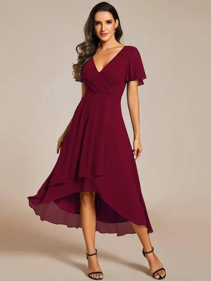 Alora | Women’s Asymmetrical Wedding Guest Midi Dress