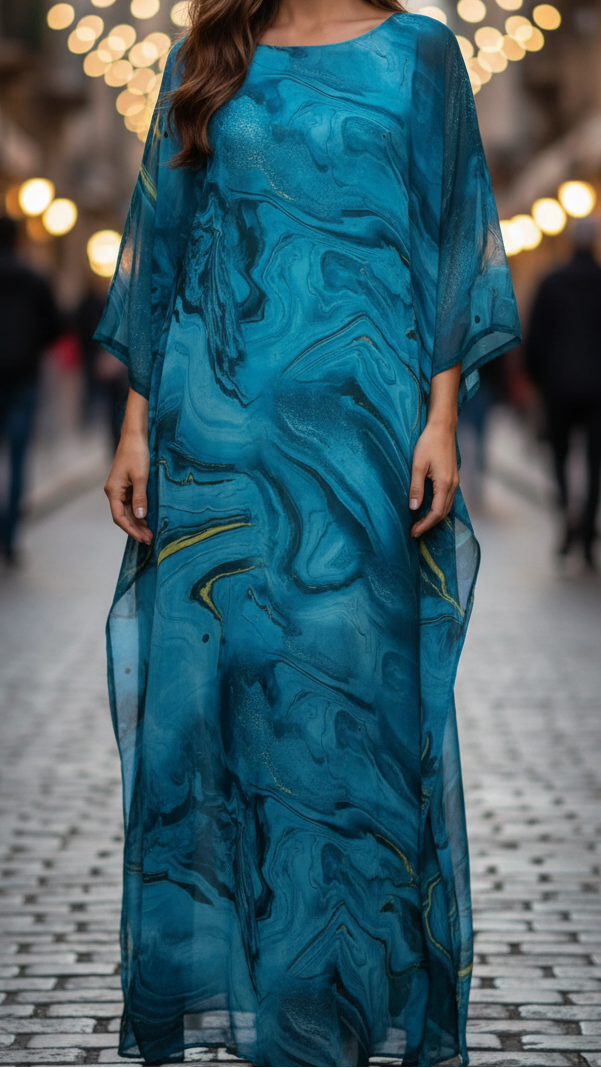 Mala | Women’s Marble Print Wedding Guest Dress