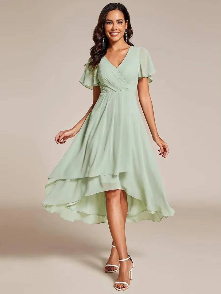 Alora | Women’s Asymmetrical Wedding Guest Midi Dress