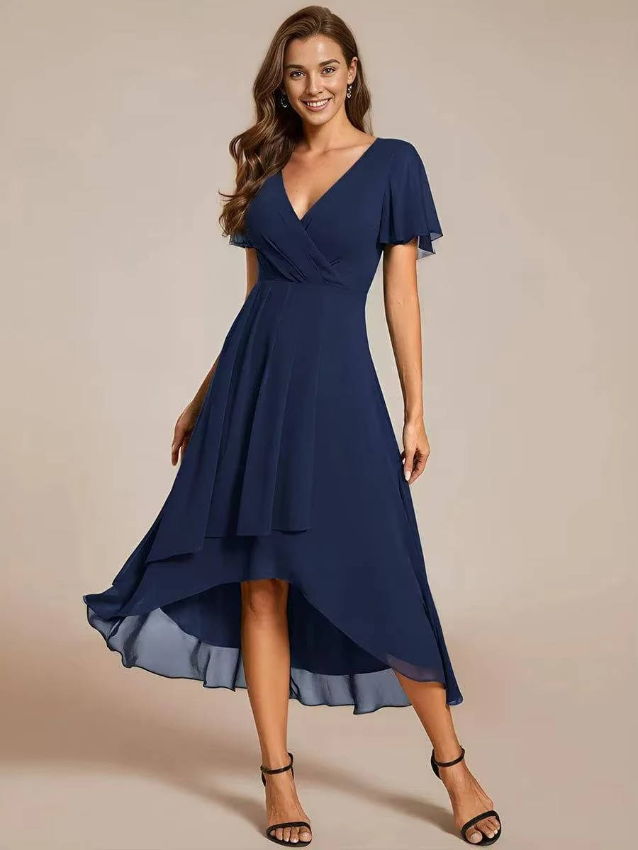 Alora | Women’s Asymmetrical Wedding Guest Midi Dress