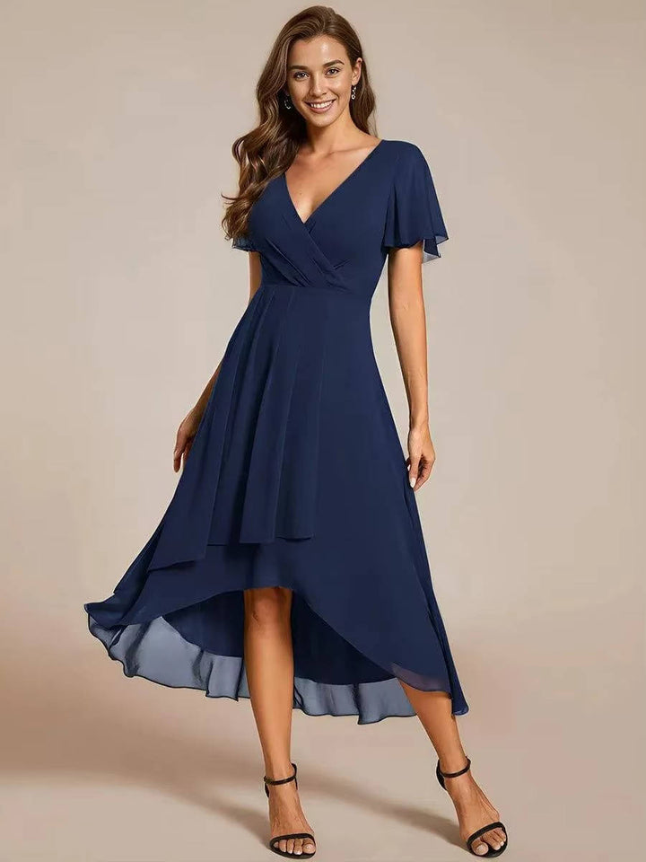 Alora | Women’s Asymmetrical Wedding Guest Midi Dress