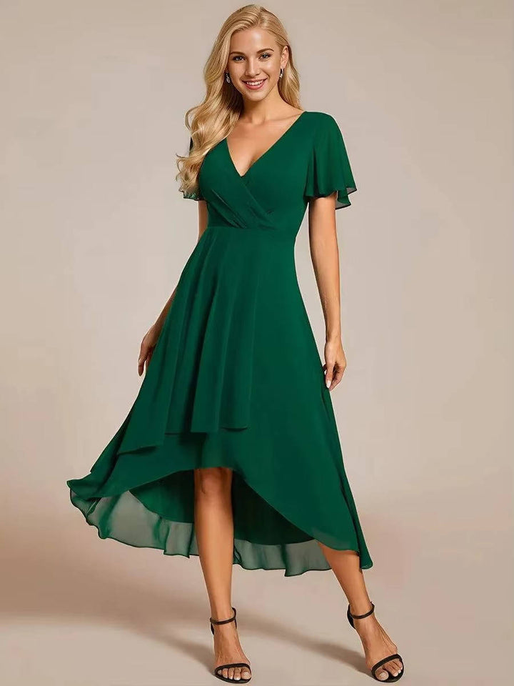 Alora | Women’s Asymmetrical Wedding Guest Midi Dress