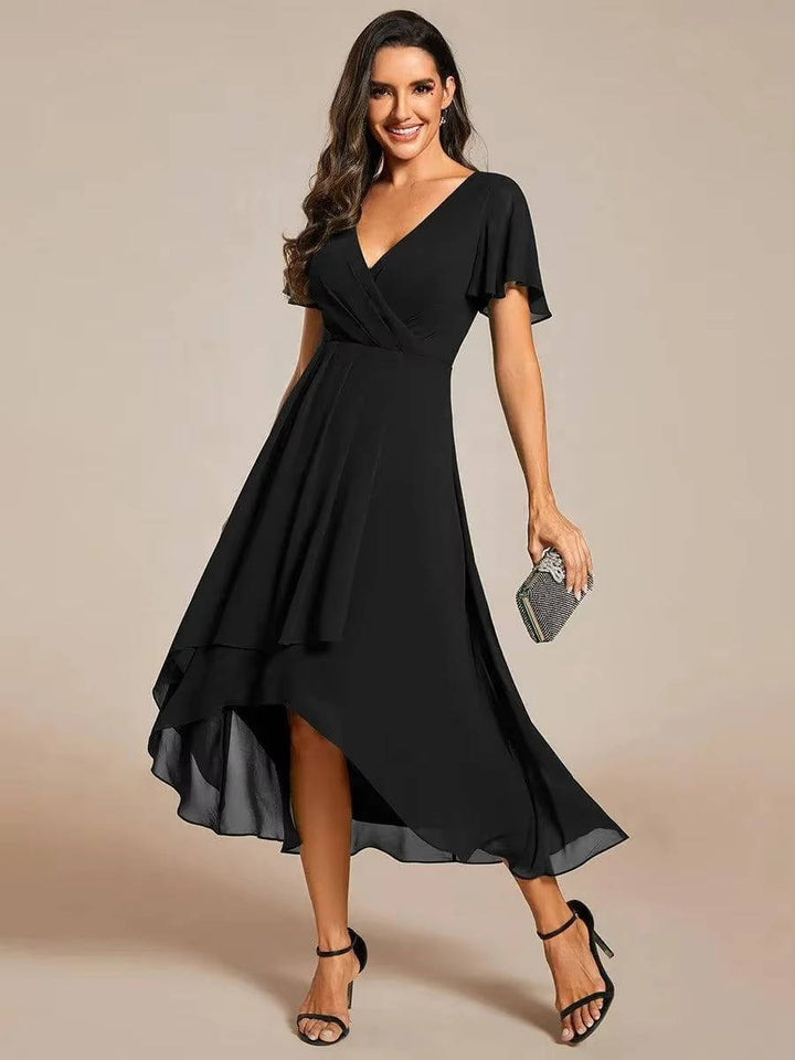 Alora | Women’s Asymmetrical Wedding Guest Midi Dress