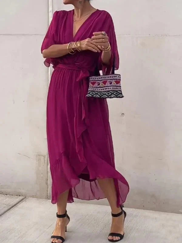 Eartha | Women’s Wrap V Neck Summer Maxi Dress
