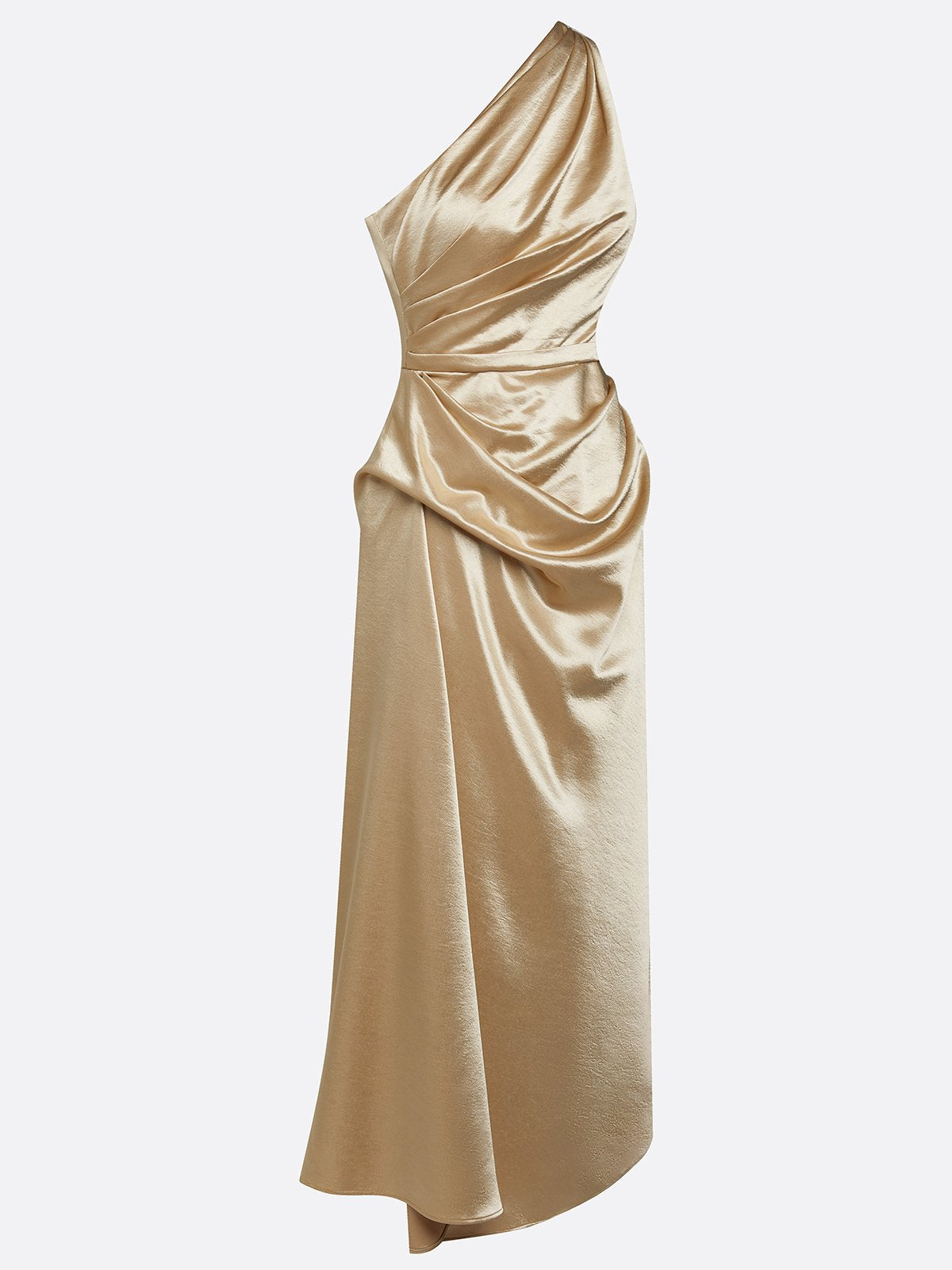 Ellie | Women's Ruched One Shoulder Satin Party Dress