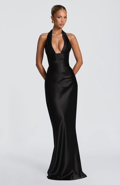 Teagan | Women's Halter Wedding Guest Maxi Dress