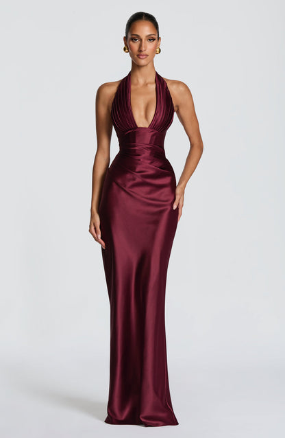 Teagan | Women's Halter Wedding Guest Maxi Dress