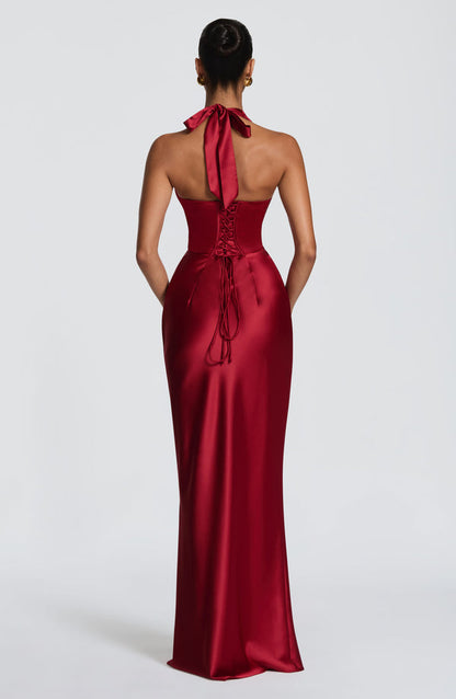 Teagan | Women's Halter Wedding Guest Maxi Dress