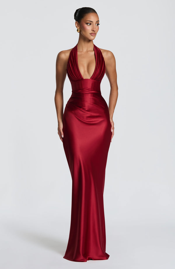 Teagan | Women's Halter Wedding Guest Maxi Dress