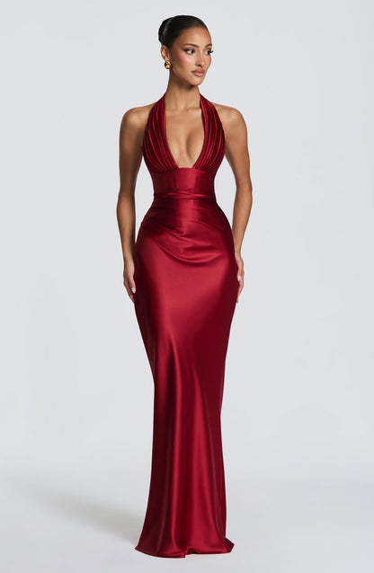 Teagan | Women's Halter Wedding Guest Maxi Dress