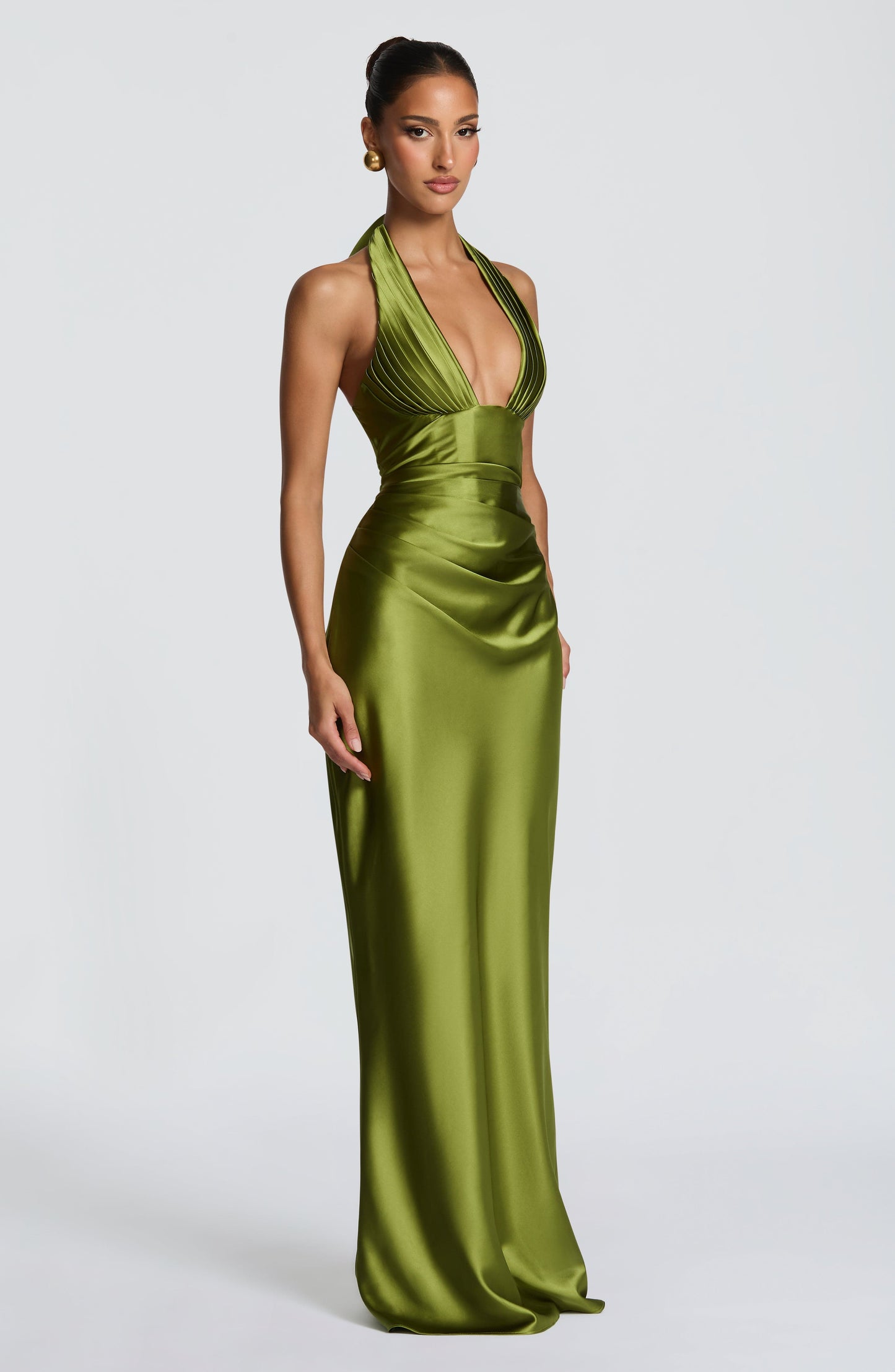 Olivia | Women's Plunge Halter Maxi Wedding Guest Dress
