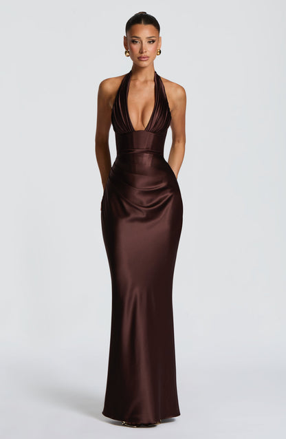 Teagan | Women's Halter Wedding Guest Maxi Dress