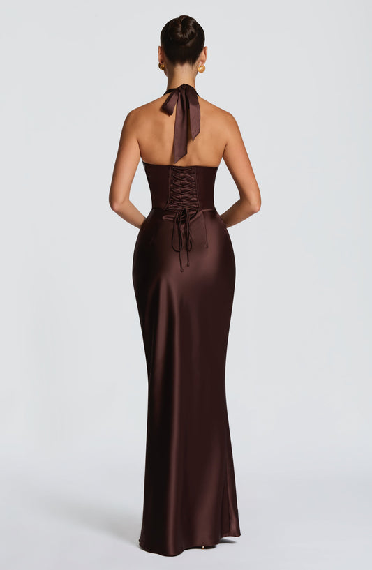 Teagan | Women's Halter Wedding Guest Maxi Dress