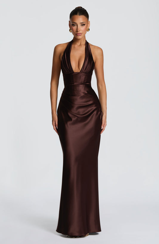 Teagan | Women's Halter Wedding Guest Maxi Dress