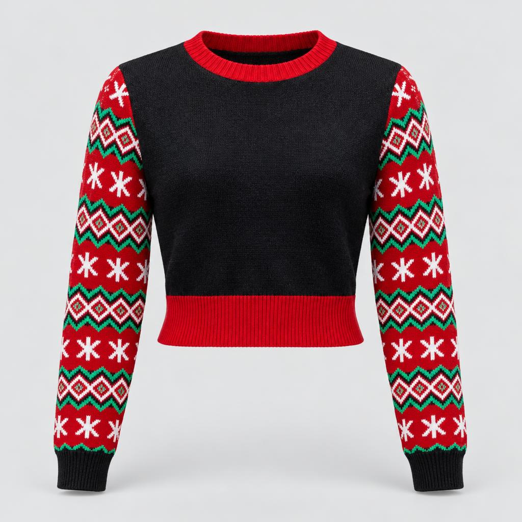 Elspeth | Women's Cropped Ugly Christmas Jumper with Santa