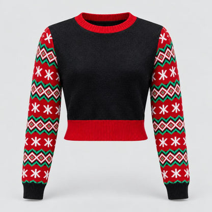 Elspeth | Women's Cropped Ugly Christmas Jumper with Santa