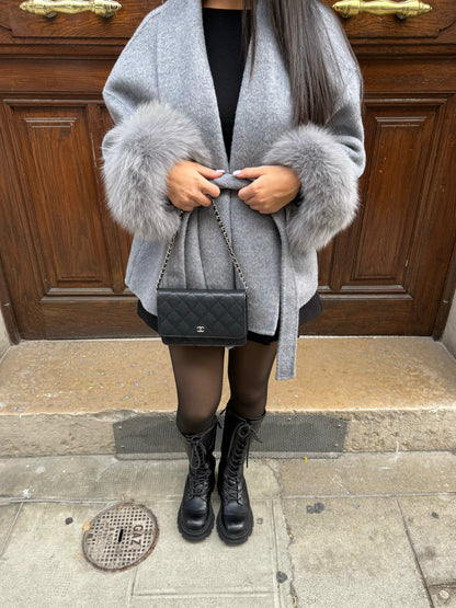 Ember | Women's Elegant Winter Coat with Fur Trimmed Cuffs