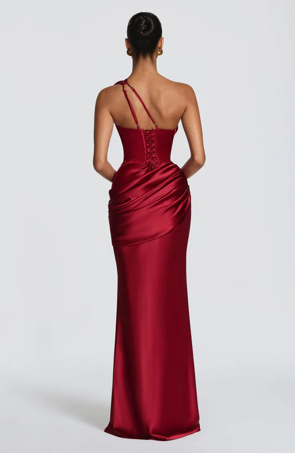 Gabrielle | Women's Asymmetric One-Shoulder Wedding Guest Maxi Dress