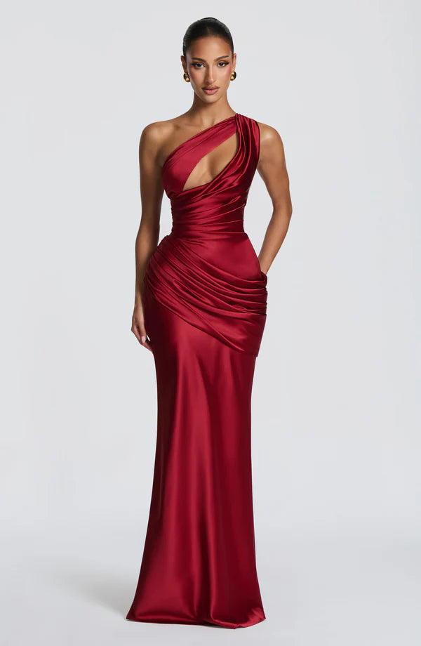 Gabrielle | Women's Asymmetric One-Shoulder Wedding Guest Maxi Dress