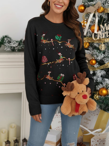 Evie | Women's Festive Sequin Christmas Jumper