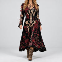 Women's Halloween Skeleton Print Dress