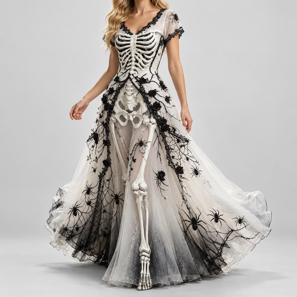 Women's Halloween Spider Web Maxi Dress