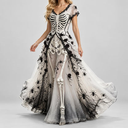 Women's Halloween Spider Web Maxi Dress