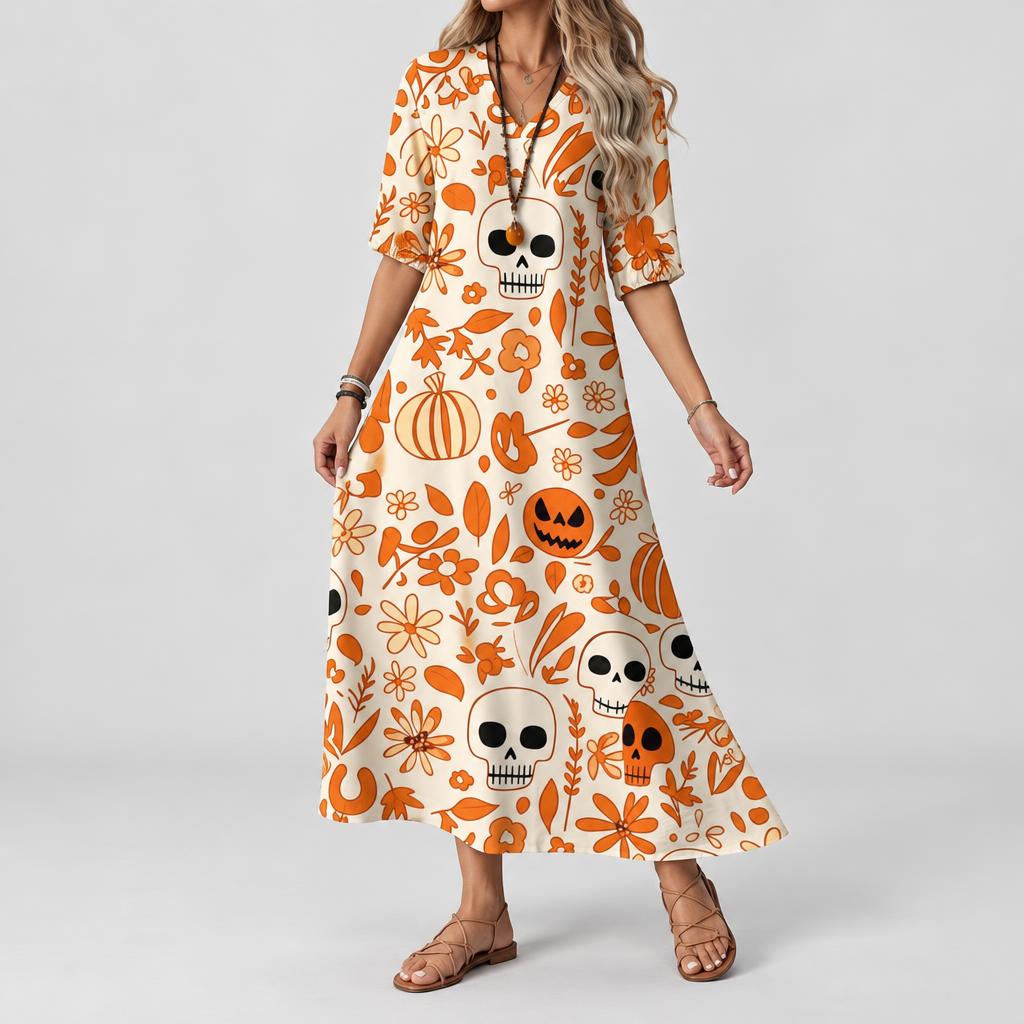 Women's Halloween Bat Print Dress