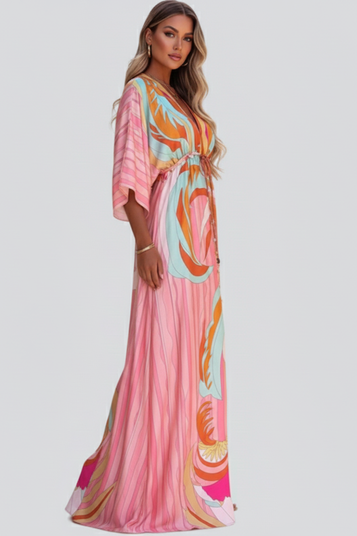Alice | Women's Summer Printed Batwing Sleeve Maxi Dress