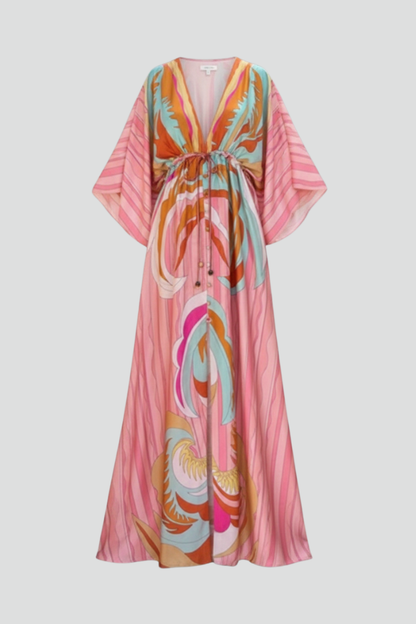 Alice | Women's Summer Printed Batwing Sleeve Maxi Dress
