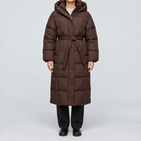 Felicity | Women's Long Belted Puffer Coat with Hood
