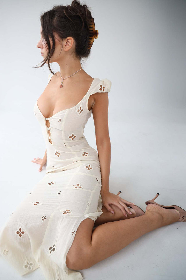 Vera | Women’s Cut-Out Wedding Guest Midi Dress