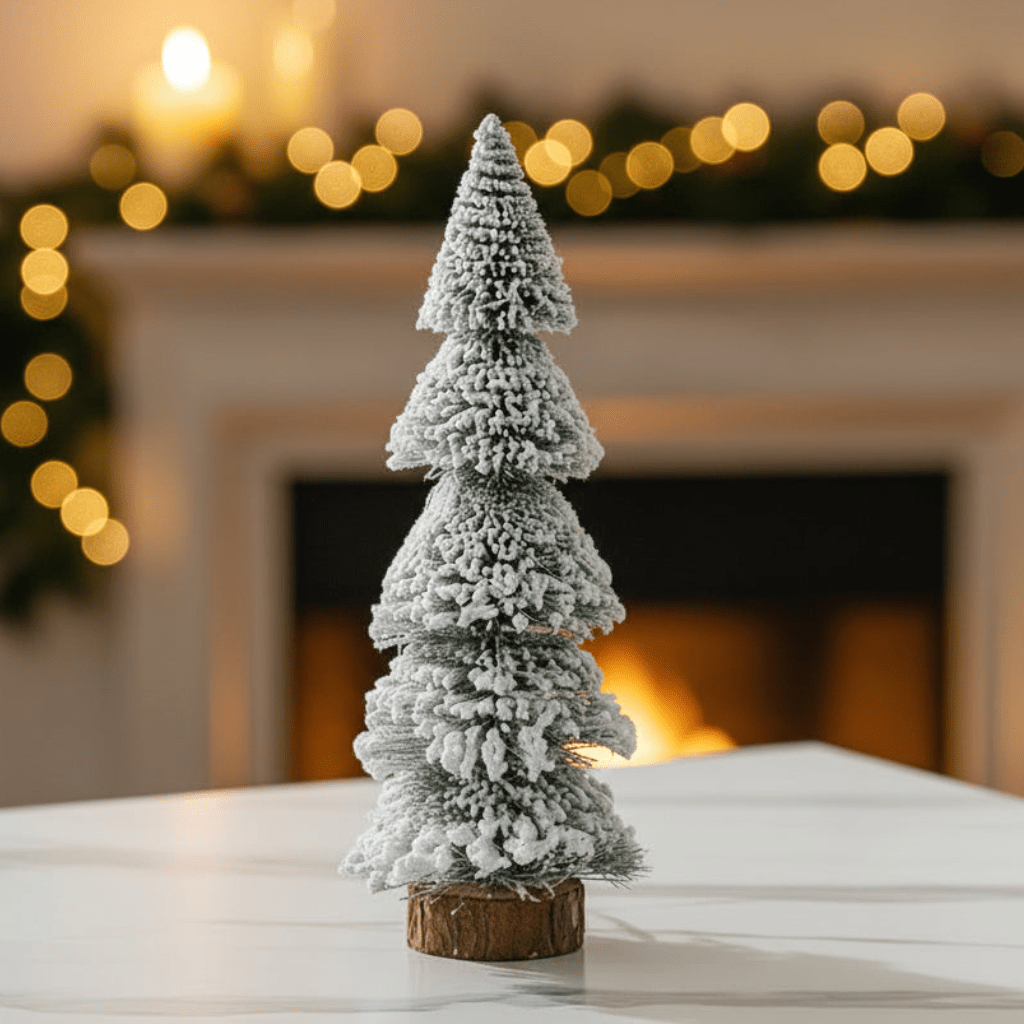 Flocked Christmas Tree with Warm White LED Lights
