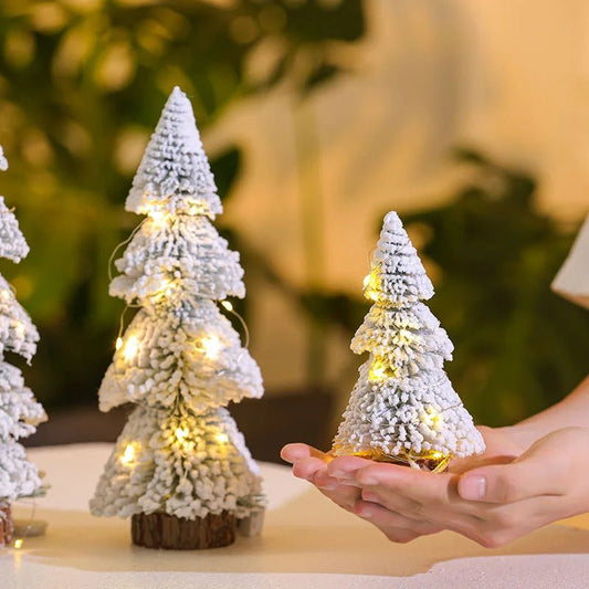 Flocked Christmas Tree with Warm White LED Lights