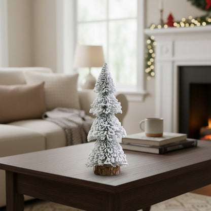 Flocked Christmas Tree with Warm White LED Lights