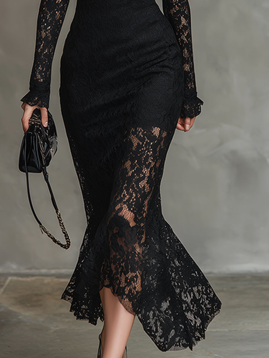 Freya | Women's Sophisticated Mermaid Lace Evening Maxi Dress