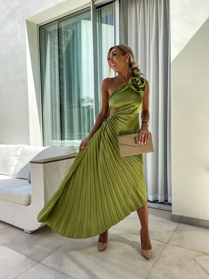 Ella | Women’s Pleated Wedding Guest Midi Dress