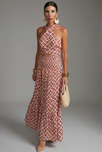 Lily | Women’s Printed Halterneck Wedding Guest Dress